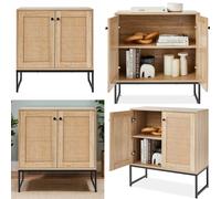 Buffet Storage Cabinet Rattan Door Cupboard Shelves Wooden Sideboard