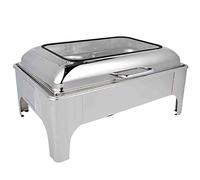Buffet Stove with Hydraulic Glass Cover - Keeps Food Warm Perfectly for Hotels, Restaurants, and Party Catering (Silver 57 * 42.5 * 27cm)