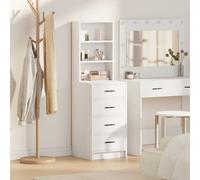 Buffet Table White Engineered Wood 135cm High 40x41cm 4 Drawer Modern SlimDesign