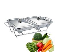 Buffet Warmer and Tea Table Set - Glass Buffet Tray,Heat Resistant Kitchen Food Warmer Serving Bowl, Warming Container, Hot Pot for Weddings, Catering, Parties, Silver(Silver)