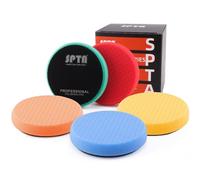 SPTA 5Pcs 5inch(125mm) Compound Buffing Sponge Pads Polishing Pads Kit Buffing Pad For Car Buffer DA Dual Action Polisher Sanding,Polishing, Waxing