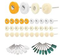 Buffing Wheels Little Polishing Buffer Wheel Kit Rotary Tool Accessories Soft Wool Felt Rubber Grinding Bits Watch Jewelry Agate Shine Polish Drill Head Rust Remove 3 mm Mandrel 50 Pieces