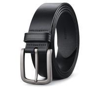 Buffway Men's Leather Belt,1.5" Handmade Top-Grain Leather-Durable,Comfortable,Suitable for Everyday Formal & Casual Wear, Black, 50"