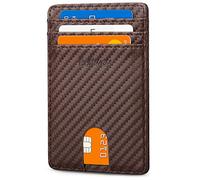 Buffway Mens Slim Wallet, Minimalist Thin Front Pocket Leather Credit Card Holder with RFID Blocking for Work Travel, Atlanta Coffee, One Size, Minimalist
