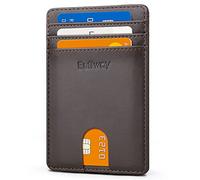 Buffway Mens Slim Wallet, Minimalist Thin Front Pocket Leather Credit Card Holder with RFID Blocking for Work Travel, Boston Chocolate, One Size, Minimalist