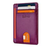 Buffway Slim Minimalist Front Pocket RFID Blocking Leather Wallets for Men and Women, Alaska Purple, S, Minimalist