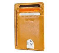 Buffway Slim Minimalist Front Pocket RFID Blocking Leather Wallets for Men and Women, Alaska Yellow, S, Minimalist