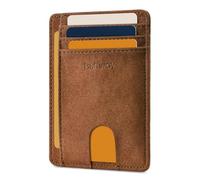 Buffway Slim Minimalist Front Pocket RFID Blocking Leather Wallets for Men and Women, At Sahara Coffee, S, Minimalist