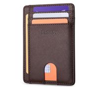 Buffway Slim Minimalist Front Pocket RFID Blocking Leather Wallets for Men and Women, Cross Coffee, S, Minimalist