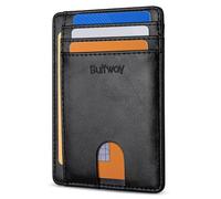 Buffway Slim Minimalist Front Pocket RFID Blocking Leather Wallets for Men Women, Alaska Black, S, Minimalist Money Clip Wallet