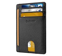 Buffway Slim Minimalist Front Pocket RFID Blocking Leather Wallets for Men Women, Cross Black, S, Minimalist