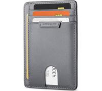 Buffway Slim Wallet for Men or Women Minimalist Small Leather Front Pocket Wallets with RFID Blocking and Gifts Box, Bassa Grey, One Size, Minimalist