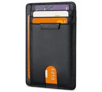 Buffway Slim Wallet for Men or Women Minimalist Small Leather Front Pocket Wallets with RFID Blocking and Gifts Box, Bassa Black, One Size, Minimalist