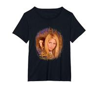 Buffy The Vampire Slayer Buffy & Angel Faces Vintage Shot T-Shirt, Women's Plus, Black, 2X