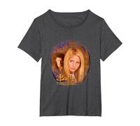 Buffy The Vampire Slayer Buffy & Angel Faces Vintage Shot T-Shirt, Women's Plus, Dark Heather Grey, 1X