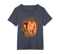 Buffy The Vampire Slayer Buffy & Angel Faces Vintage Shot T-Shirt, Women's Plus, Heather Blue, 5X