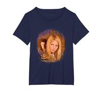 Buffy The Vampire Slayer Buffy & Angel Faces Vintage Shot T-Shirt, Women's Plus, Navy Blue, 2X