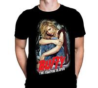 Buffy Vampire Slayer Mens T-Shirt Horror Film Print, Black Cotton T-Shirt, Movie Poster Tee by Rick Melton