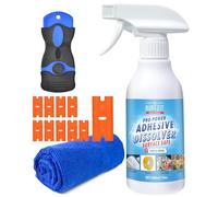 BUFFZIT Adhesive Remover Kit with Plastic Scraper, 10 Extra Razor Blades & Cleaning Towel | Strong Formula Glue Remover Spray for Stickers, Labels, Decals & Car Adhesive Residue - 10oz (300ml)