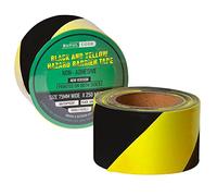 BufulCode Black and Yellow Non-Adhesive Barrier Tape (250m x 75mm) - Hazard Tape Plastic Barrier Fencing - Danger Zone Crime Scene Tape - No Entry Caution Tape Roll Construction, Both Sides Printed