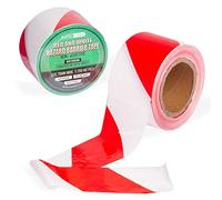 BufulCode Red and White Non-Adhesive Barrier Tape 250m(820 ft) x75mm (2.95inch)-Hazard Tape Plastic Barrier Fencing - Danger Zone Crime Scene Tape - No Entry Caution Tape Roll, Both Sides Printed