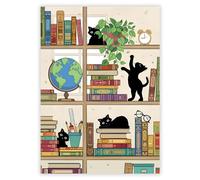 Bug Art Blank Greeting Card - Black Kitties Design - Bookcase Kitties