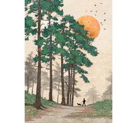 Bug Art Blank Greeting Card for Him - Scenic Forest Dog Walk with Embossed Foil Finish, Eco-Friendly & Made in the UK