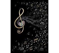 Bug Art - Blank Greetings Card - Music Clef - Gold Foil Finish - For Him/Her