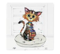 Bug Art Ceramic Coaster Tableware | for Home or Work | Cork Backed for Hot Drinks | Designed By Bug Art | Coasters (Kimba Kitten 1811)