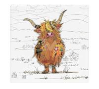 Bug Art Ceramic Coaster Tableware | for Home or Work | Cork Backed for Hot Drinks | Designed By Bug Art | Coasters (Hamish Highland Cow 1835)