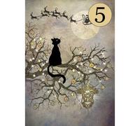 Bug Art Christmas Cards Pack of 5 - Cat & Santa Design - Embossed Foil Finish - Festive Christmas Cards Multipack