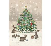 Bug Art Christmas Cards Pack of 5 - Christmas Cards with Forest Rabbits Design and Special Finish - Eco-Friendly Xmas Cards Multipack with Envelopes