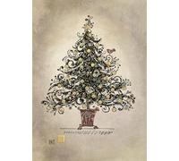 Bug Art Christmas Cards Pack of 8 - Black Chintz Christmas Tree Tree Embossed with Foil Details - Eco-Friendly & Recyclable