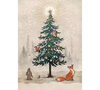 Bug Art Christmas Cards Pack of 8 - Christmas Cards with Festive Tree and Woodland Animals Design and Special Finish - Eco-Friendly Xmas Cards Multipack with Envelopes
