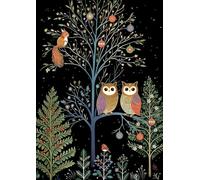 Bug Art Christmas Cards Pack of 8 - Christmas Cards with Owls in a Decorative Tree Design and Special Finish - Eco-Friendly Xmas Cards Multipack with Envelopes