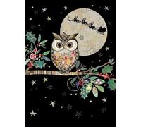 Bug Art Christmas Cards Pack of 8 - Midnight Christmas Owl Embossed with Foil Details - Eco-Friendly & Recyclable