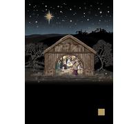 Bug Art Christmas Cards Pack of 8 - Nativity Stable Embossed with Foil Details - Eco-Friendly & Recyclable