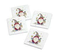 Bug Art Christmas Gonk Coasters, Set of 4, 10 x 10 cm, Ceramic with Cork Back