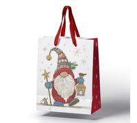 Bug Art Christmas Gonk Gift Bag with Gift Tag Fun Design Xmas Present Kids 23cm x 19cm x 12cm