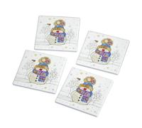 Bug Art Christmas Snowman Coasters, Set of 4, 10 x 10 cm, Ceramic with Cork Back