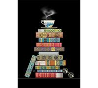 Bug Art Open Blank/Birthday Card (BA-M162) - Book Pile and Teacup - Foil and Embossed Finish - Jewels Range, multi, 167 x 118mm