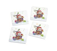 Bug Art Santa Claus Coasters, Set of 4, 10 x 10 cm, Ceramic with Cork Back, Father Christmas Print
