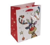 Bug Art Stylish Christmas Mug, Christmas Coaster Bag - Rudolph Design (Gift Bag)