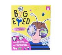 Bug Eyed Game. Race to Complete Challenges with Bug-Eyed Glasses. Set Includes Bug Eyed Glasses, 3 Ping Pong Balls, 6 Paper Shot Glasses, 12 Toy Flies & 30 Challenge Cards. Drinking Games
