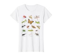 Bug Learning Tee, Insect Kids Tee Educational Nature Science Value Graphic T-Shirt, Women, White, XL
