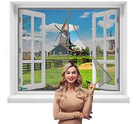 Bug Net Mesh Window Insect Snap Screen Fly Curtain Mosquito, 140 x 90 cm Magnetic Fly Screen Door Window, Self Sealing, Heavy Duty, Mesh Partition Keeps Bugs Out【Gray】