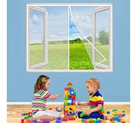 Bug Net Mesh Window Insect Snap Screen Fly Curtain Mosquito, 60x100 cm Window Screen Magnetic Closure, Fits Front Window, Anti Mosquito Bugs, Pet & Kid Entry Friendly, White P