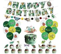 Bug Party Decorations - Including Insects Theme Balloons, Happy Birthday Banner, Cake Topper for Spring Summer Safari Bee Butterfly Party Supplies