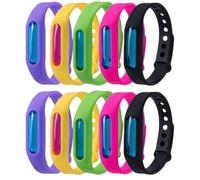 Bug Repellent Bracelets - 10 Pack Adjustable Silicone Bug Bands, Citronella for Kids Adults