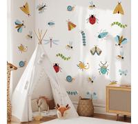 Bug Wall Decals，Insect Cartoon Wall Sticker, Nursery Decor, Caterpillars, Dragonflies, Snails, Ladybugs Wall Decor Mural for Nursery Bedroom Living Room Kitchen Home Decoration.